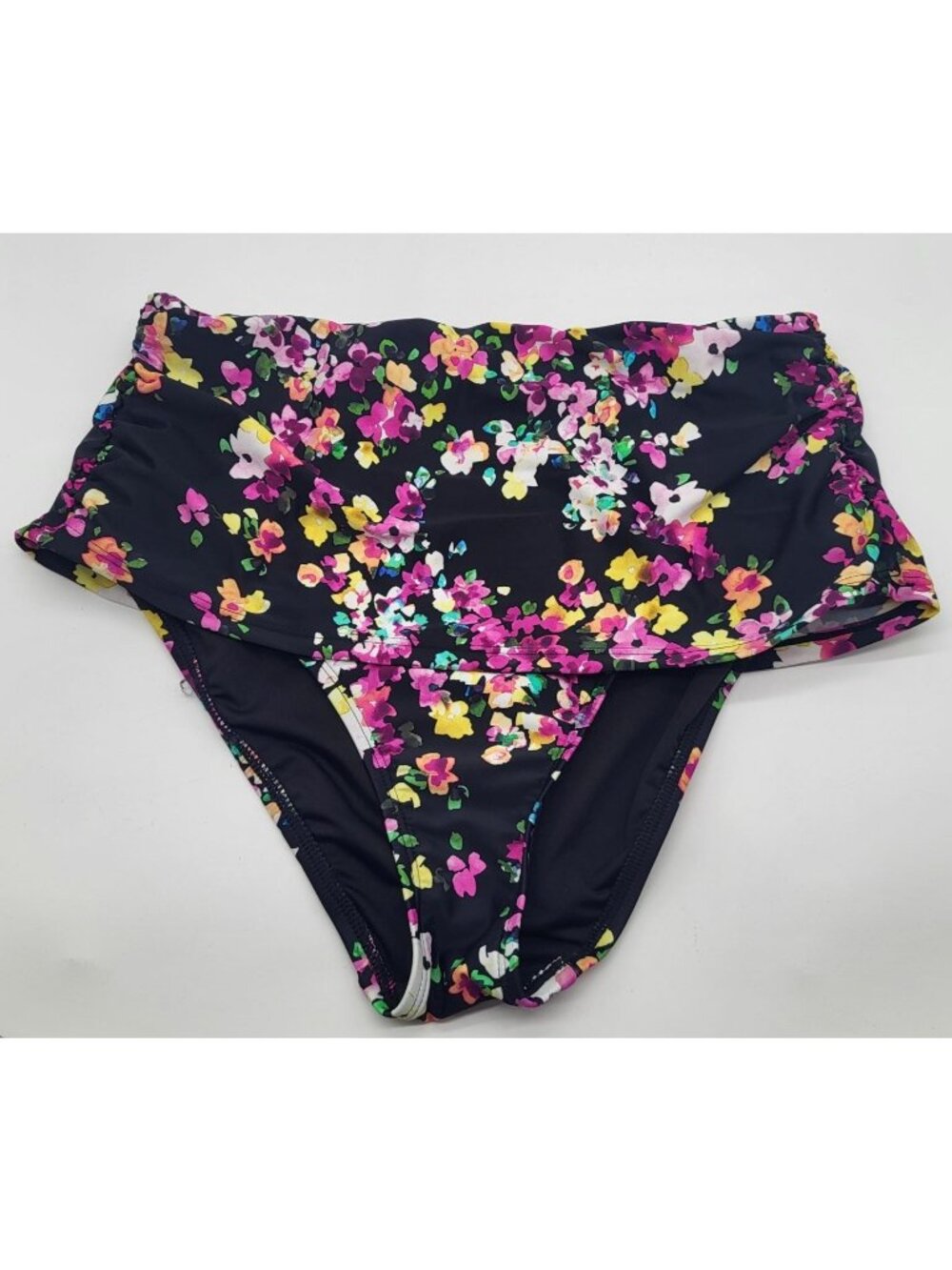Lands' End Women's Small Ruched Floral Bikini Bottom Swim